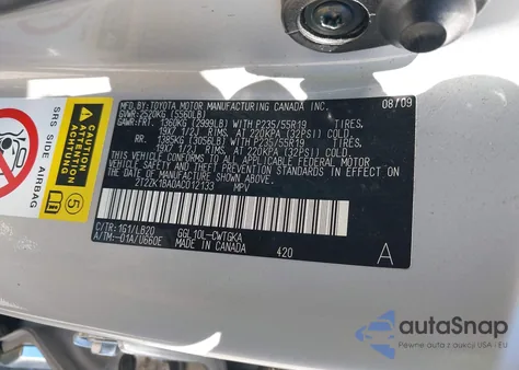 2010 Lexus Rx 350 из США, поврежденный, VIN 2T2ZK1BA0AC012133